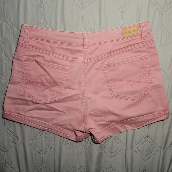 Aeropostale Pink High-Waisted Denim Shorts - Picture 2 of 7